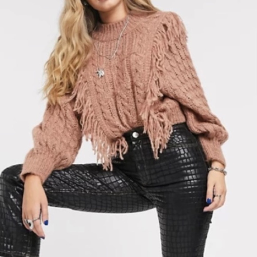 ASOS Cable Knit Fringe Sweater - Picture 2 of 15
